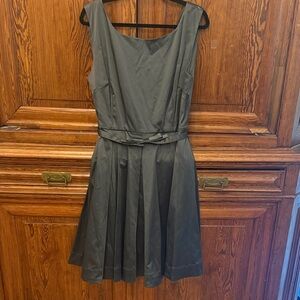 Tracy Diva by Candice Gwyn Charcoal Sateen Fit/Flare Dress Belted Vintage 18
